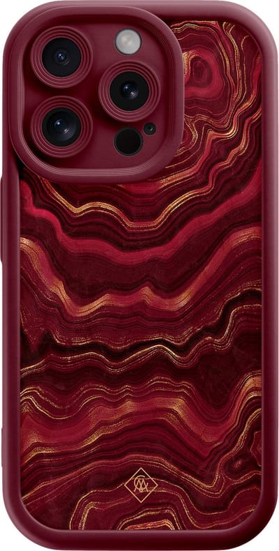 Casimoda® hoesje - Geschikt voor iPhone 15 Pro - Agate Rood - Effen telefoonhoesje met lensbescherming - Siliconen/TPU - Backcover - Rood