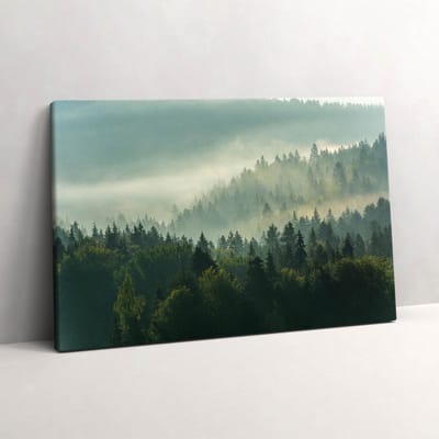 Wallfluent Foto Op Canvas Zonsopgang Beskiden - 60 x 40 cm - Groente Canvas Schilderij - Landschappen Foto Canvas - Natuur Schilderij Op Doek - Landschappen Schilderij Op Canvas
