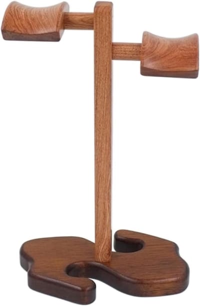 Koptelefoonstandaard - Hoofdtelefoonhouder Beugel - Bureau Organiseren - Dubbele Boogbeugels - 32 cm - Houtkleur
