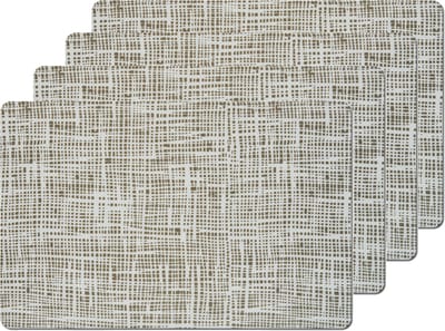 Zeller placemats gestreept - 4x - kunststof - 44 x 29 cm - grijs - abstract