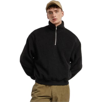 Urban Classics - Oversized Teddy Troyer Sweater/trui - S - Zwart
