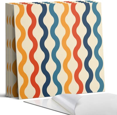 Coloray Wandpanelen Zelfklevend - Golven in een ritmisch patroon Zelfklevende Wandpanelen - 50 cm x 50 cm - Romig Wandpaneel PVC - 4 stuks - Mozaïeken Wandpanelen Zelfklevend - Wandpaneel Keuken - Wandpanelen Badkamer