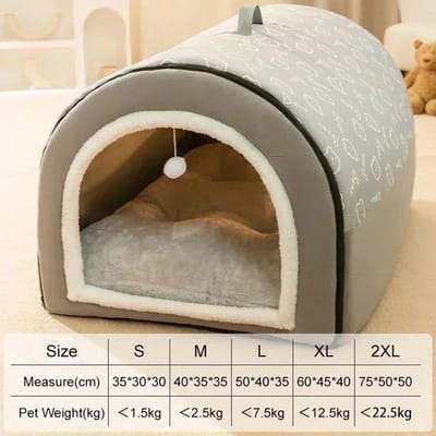 Niche pour gros chien - Tapis chaud d'hiver pour chien - Amovible et lavable - Nid pour chien - Tente de sommeil profond pour chiens de taille moyenne et grande M 40X35X35CM