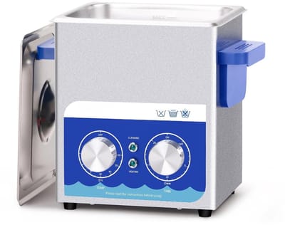 TIM® Brillenbad - Reinigingsapparaat - Ultrasone Bad - 1,5 l - met Mandjes - Zilver - 28cm x 28cm x 25cm