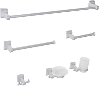 TALARA - 6-delige badkamer hardware set - Zilver - Aluminium