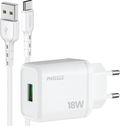 Phreeze usb adapter 5v 3a - Usb A naar usb C kabel 1 meter - Quick charge - Oplader voor telefoon en tablet