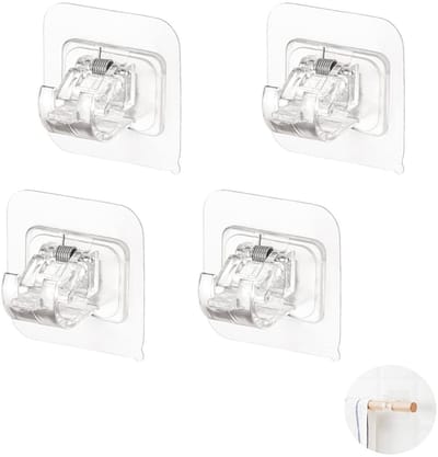 Dailygoods- Gordijnen - 4 Stuks Zelfklevende Haakjes - Gordijnroede Zonder Boren - Gordijnstang - Sterke Lijm Tot 10kg - Geschikt Voor Badkamer/Keuken
