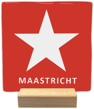 Maastricht - Keramische decoratie tegel - incl. houten presenteerblok