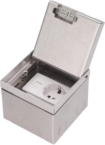 Allecto - Vloerstopcontact - Waterdicht stopcontact - Roestvrij staal - Verborgen stopcontactdoos - Thuisgebruik - Compact model