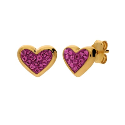 Lucardi Kinder Zilveren goldplated kinderoorbellen met kristal - Oorbellen - 925 Zilver - Goudkleurig