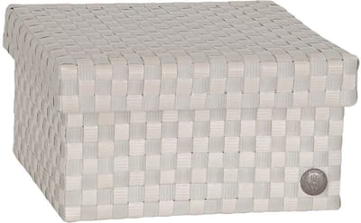 Opbergbox beige geruit patroon met deksel – stevige kunststof mand – decoratieve opbergdoos voor woonkamer, slaapkamer en kantoor - Handed By Cube Basket large