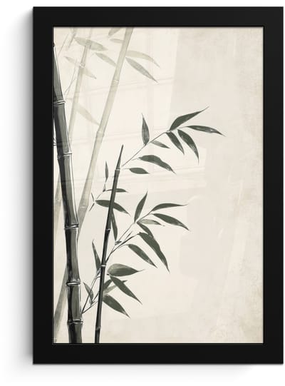 Poster in lijst - Fotolijst 20x30 cm - Posters - Japandi - Bamboe - Beige - Posterlijst zwart - Decoratie - Wanddecoratie woonkamer - Muurdecoratie slaapkamer