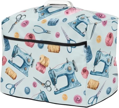 Stofhoes Naaimachine - Beschermhoes - Naaimachine Beschermen - Voorvak met rits - 45x22x32 cm - Gele Bloemen