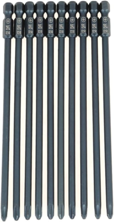 Set van 10 Lange Schroevendraaier Bits, Phillips PH2 Magnetische Bits met 1/4 Inch Hex Shank voor Precisiewerk en Klusprojecten