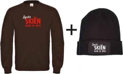 Après skiën kan ik wel set wintersport sweater zwart XL + muts - soBAD. | Foute apres ski outfit | kleding | verkleedkleren | wintersport beanie | wintersporttruien | wintersport dames en heren