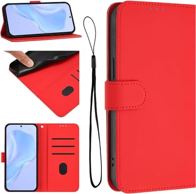 Flip Cover voor Samsung Galaxy S24 met Magnetische Sluiting, Kaartsleuven en Shockproof Bescherming - Rood Book Style Case met Standfunctie