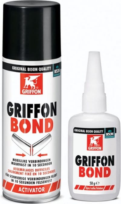 Griffon Bond Lijmset – Secondelijm met Activator (50g + 200ml) – Super Sterke Snellijm voor Hout, Metaal, Kunststof & Meer – Bison Kwaliteit