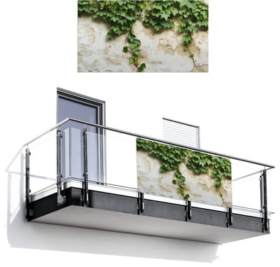 Balkonscherm 200x110 cm - Balkonposter Klimop - Muur - Groen - Balkon scherm decoratie - Balkonschermen - Balkondoek zonnescherm