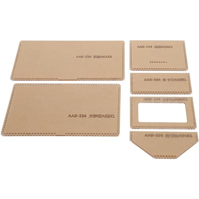 6 Pièces Modèle Acrylique Bricolage Fait Main Portefeuille Court Moule Motif Cuir Outils d'Artisanat Manuel beige