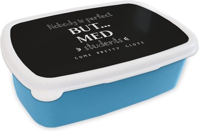 Broodtrommel Blauw - Lunchbox - Brooddoos - Geneeskunde - Quotes - Medicijnen - Student - 18x12x6 cm - Kinderen - Jongen