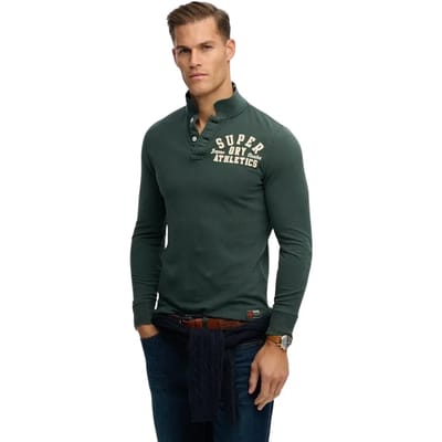 Superdry Vintage Athletic Lange Mouw Poloshirt Groen XL Man