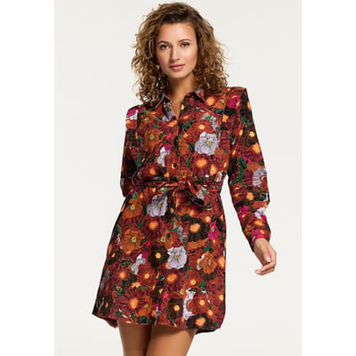 Shiwi Santiago Corduroy Flower Dress Wine Purple Flower Size: XS | Shirt Dresses Outlet | Dames | Paars