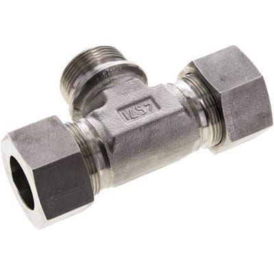30S & G1-1/4'' RVS T-stuk Snijringkoppeling Buitendraad 400bar ISO 8434-1