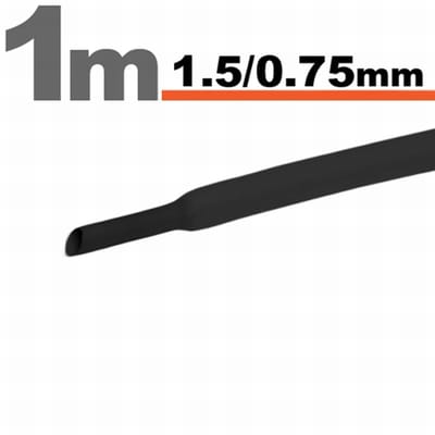 20× 1 Meter Krimpkous Zwart 1,5 / 0,75 mm – 20 Stukken Van 1 Meter – Warmtekrimpbuis Voor Isolatie En Kabelbescherming – Geschikt Voor Elektrische Installaties En Reparaties [11019F]