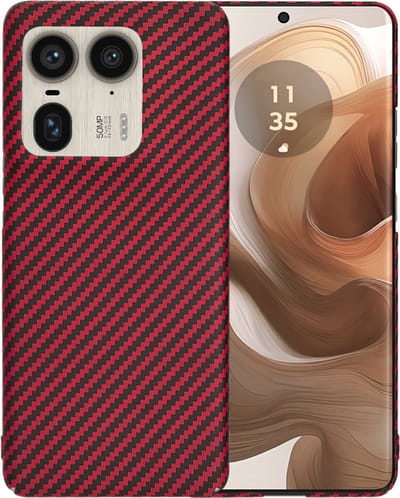 Hoesje geschikt voor Motorola Edge 50 Ultra - Techsuit Carbonite FiberShell Carbon Back Cover - Rood