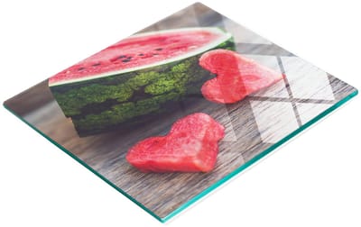 Keukenplank van gehard glas met decoratieve afbeelding van een watermeloenhart, 60x52 cm