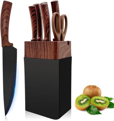 DailySupplies® Messenset met Blok - Messensets met Messenblok - Koksmes - Keukenmessen Set - Super Scherp - Espressobruin