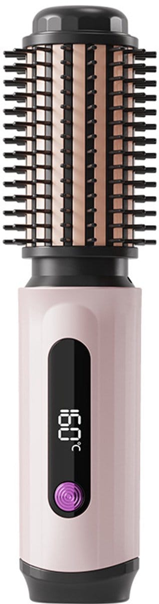 Krulborstel - Draadloze krulborstel - Lonische ringkruller met verwarming - Met 3 temperatuurstanden - Voor mannen en vrouwen - Salon-effect - Vermindert pluizig haar en beschadiging - Geeft glans - Roze