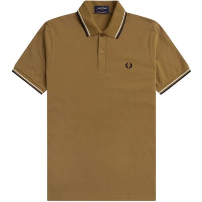 Fred Perry Herenpoloshirt met dubbele kraag (Bruin)
