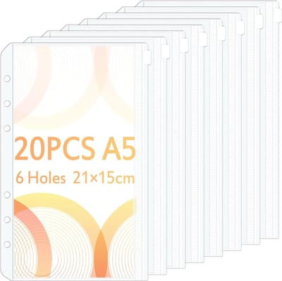 20 Stuks A5 Ringmappen met Ritssluiting - Waterdichte Map voor Budgettenveloppen en Accessoires