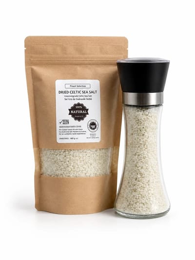 Keltisch Zeezout Duopack ✔1 Hervulbare Glazen Zoutmolen 150g + 1x Navulverpakking 400g