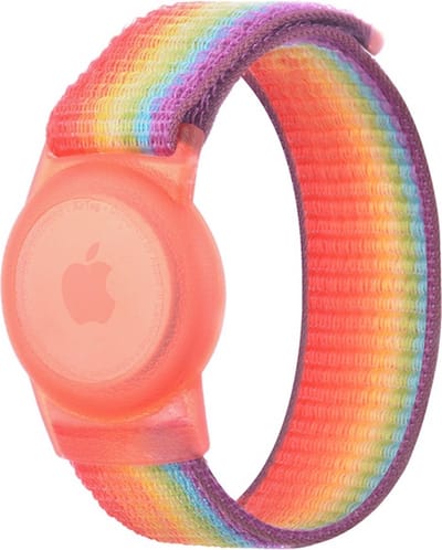 Airtag armband Polsband horloge - Airtag Sleutelhanger - Airtag Polsband Voor Kinderen - Airtag Armband - Airtag Apple - Klittenband - Airtag Houder - Airtag Hoesje - regenboog kleuren