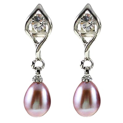 Zoetwater parel oorbellen Lepa - oorstekers - echte parels - roze - zilver - stras steentjes - luxe sieraden zakje - parel oorbellen dames - oorknopjes