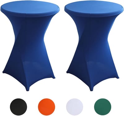 Statafelhoezen Set - Tafelkleden Elastisch - Feestelijke Decoratie - Versterkte Voetzone - Ø 80 x 110 cm - Blauw