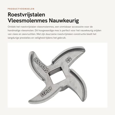 Dailygoods- Vleesmolenmes Roestvrij staal - Veilig/Betrouwbaar - Multifunctioneel Accessoire - Eenvoudig te Vervangen - Onderhoudsvriendelijk - Lichtgewicht 70 g - Vleesmolen