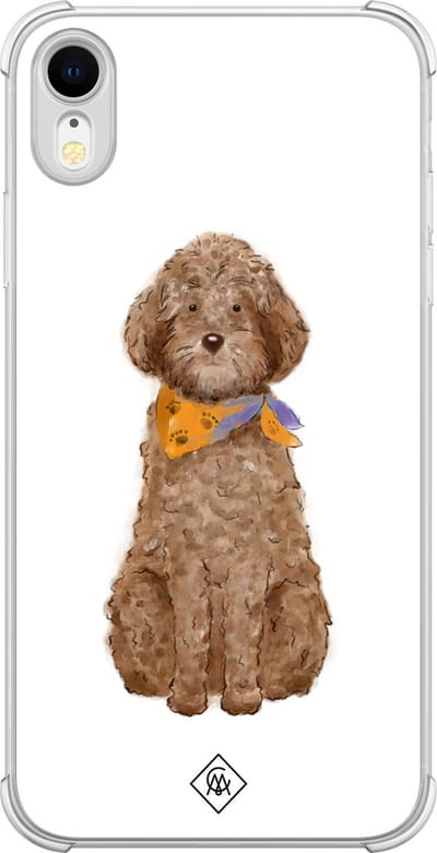 Casimoda® hoesje - Geschikt voor iPhone XR - Labradoodle - Shockproof case - Extra sterk - TPU/polycarbonaat - Bruin/beige, Transparant