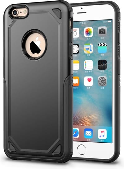 Peachy Pro Armor Shockproof geschikt voor iPhone 6 6s hoesje - Protection Case Zwart - Extra Bescherming