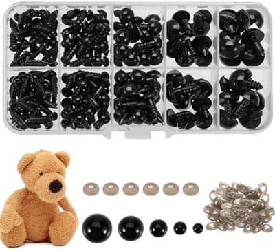 200 Stuks Kunststof Veiligheidsogen voor Gehaakte Dieren – Veiligheidsoogjes met Sluitringen voor Amigurumi en Pluche Dier Knutselen