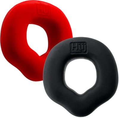 Hünkyjunk - Fit Rings - ErgoFit Cockringen - Twee Stuks - Zwart/Rood