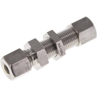 8S RVS Rechte Knelfitting Schotdoorvoer 500bar ISO 8434-1