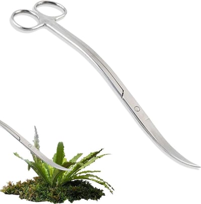 Roestvrijstalen gebogen scharen voor aquaria en terraria, 25 cm, ideaal voor het snoeien van waterplanten en aquatische decoraties