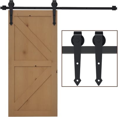 HOMCOM Schuifdeurbeslagset Pijlstijl - Schuifdeursysteem, Deurrail tot 100 kg - Zwart