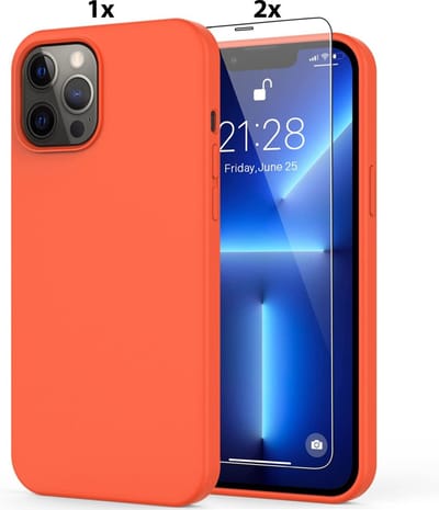 Hoesje Geschikt voor iPhone 11 Pro Max Hoesje Soft Nano Silicone Backcover Gel Fluo Roze Met 2x Glazen screenprotector