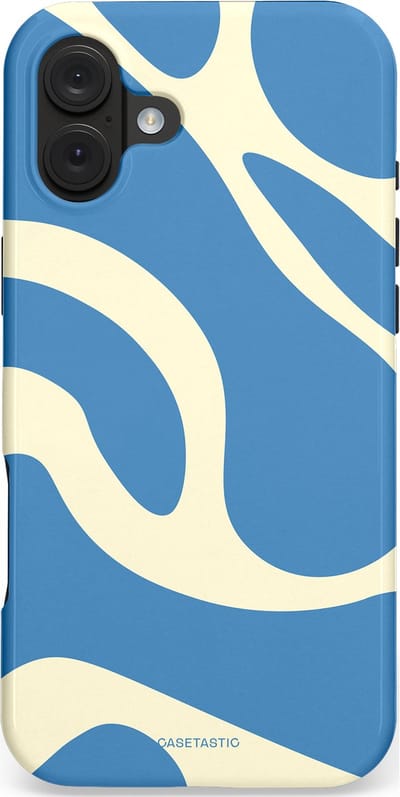 Casetastic hoesje geschikt voor Apple iPhone 16 Plus - MagSafe - Dubbellaagse bescherming - Lichtblauwe water vlekken - Fashion Case - Lavendel Crème Lichtblauw