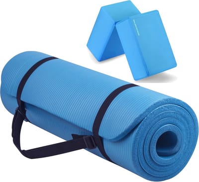 Multifunctionele 1/2-inch extra dikke hoge dichtheid anti-scheur oefening yogamat met draagriem en yogablokken