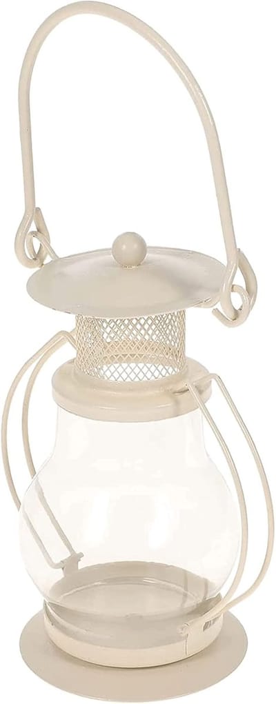 Draagbare olielamp - Kaarslamp decoratie - Binnen en buiten - Glas en ijzer - 19 x 10 x 7 cm